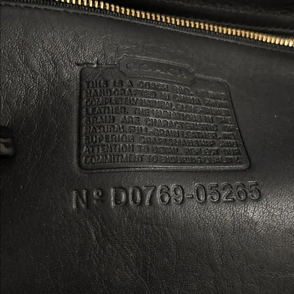 Coach vintage black leather briefcase messenger bag crossbody Y2K marks boho 90s - Picture 10 of 11